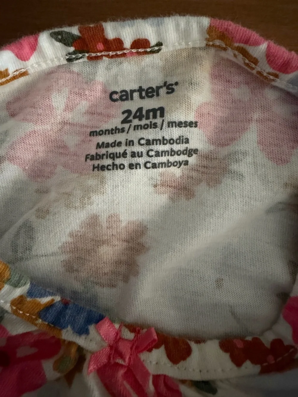Carter's Pink Floral Toddler Top Size 24 M